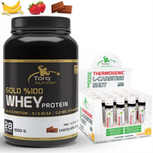 GOLD 100 WHEY PROTEİN 1000 GR + THERMOGENIC LCARNITINE SHOT 20 ADET